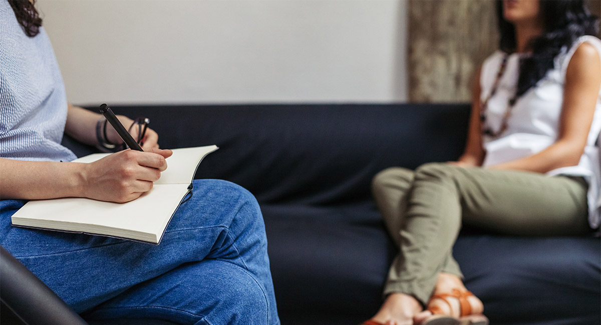 Psychotherapy session, woman talking to his psychologist